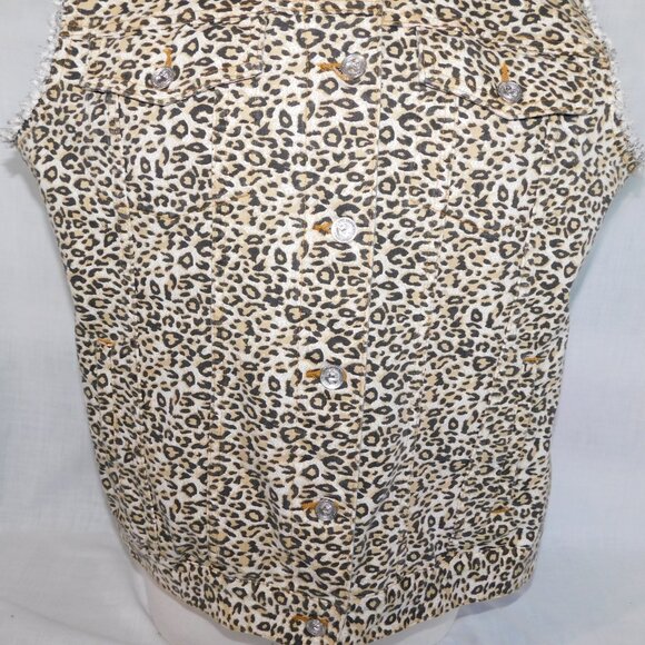 Nygard Womens L Leopard Print Denim button up Vest - Picture 9 of 13